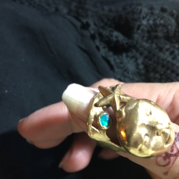Preowned brass moon face ring - Picture 3 of 4